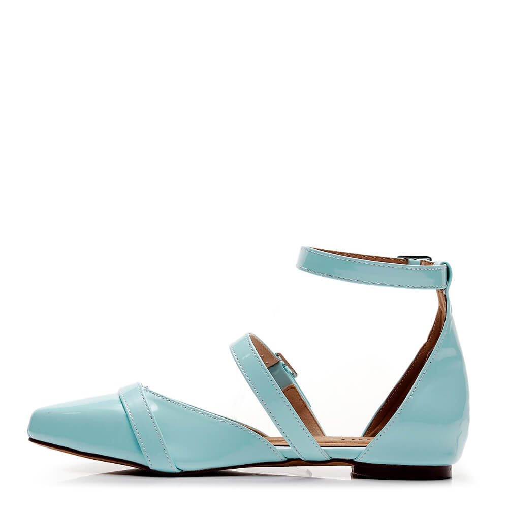 London - Pastel Blue Vegan Patent - Street Sole