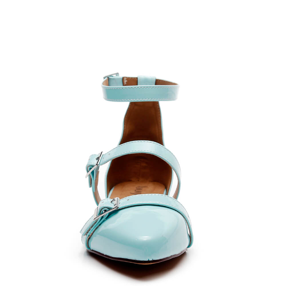 London - Pastel Blue Vegan Patent - Street Sole