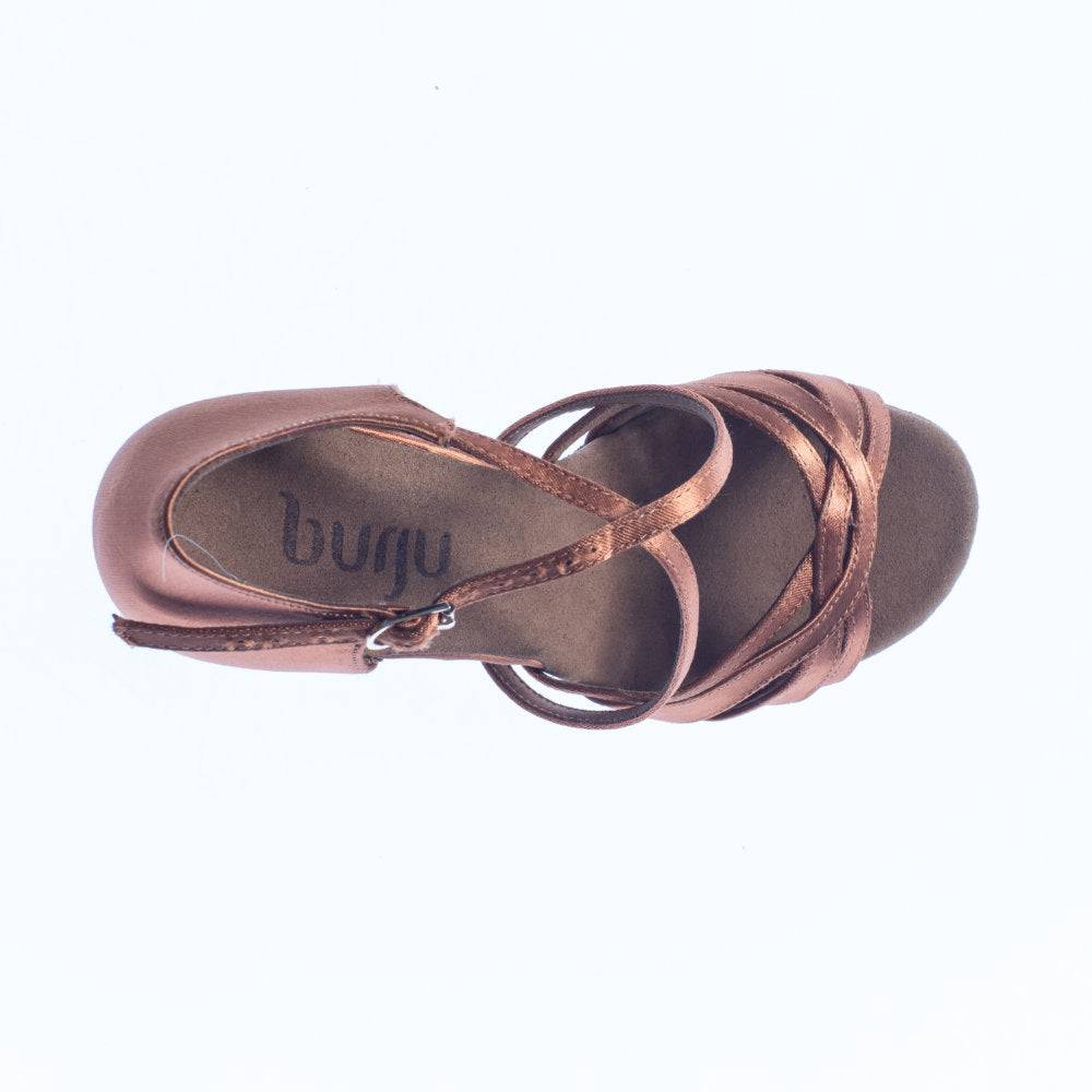 Loraina - Tan Satin - Suede Sole - Dance Floor Only