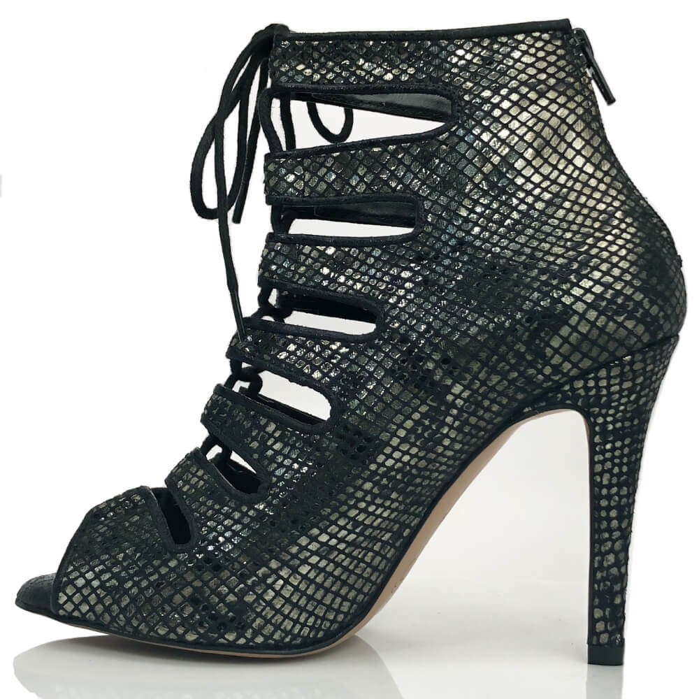 Luciana - Black Metallic Snake - Street Sole