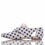 Madelaina - White And Blue Polka Dot Fabric - Street Sole