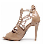 Magdelora - Dark Tan Wet Look - Suede Sole - Dance Floor Only