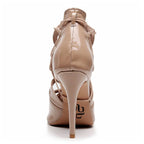 Magdelora - Dark Tan Wet Look - Suede Sole - Dance Floor Only