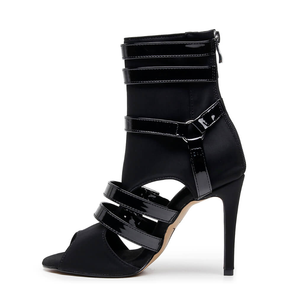 Malone - Black Lycra and Vegan Patent - Street Sole