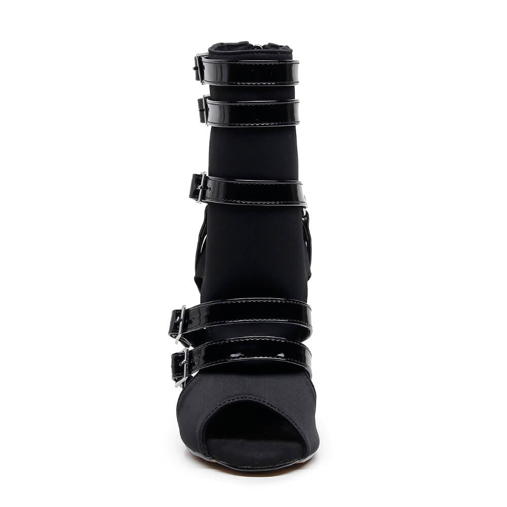 Malone - Black Lycra and Vegan Patent - Street Sole