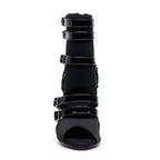 Malone - Black Lycra and Vegan Patent - Street Sole