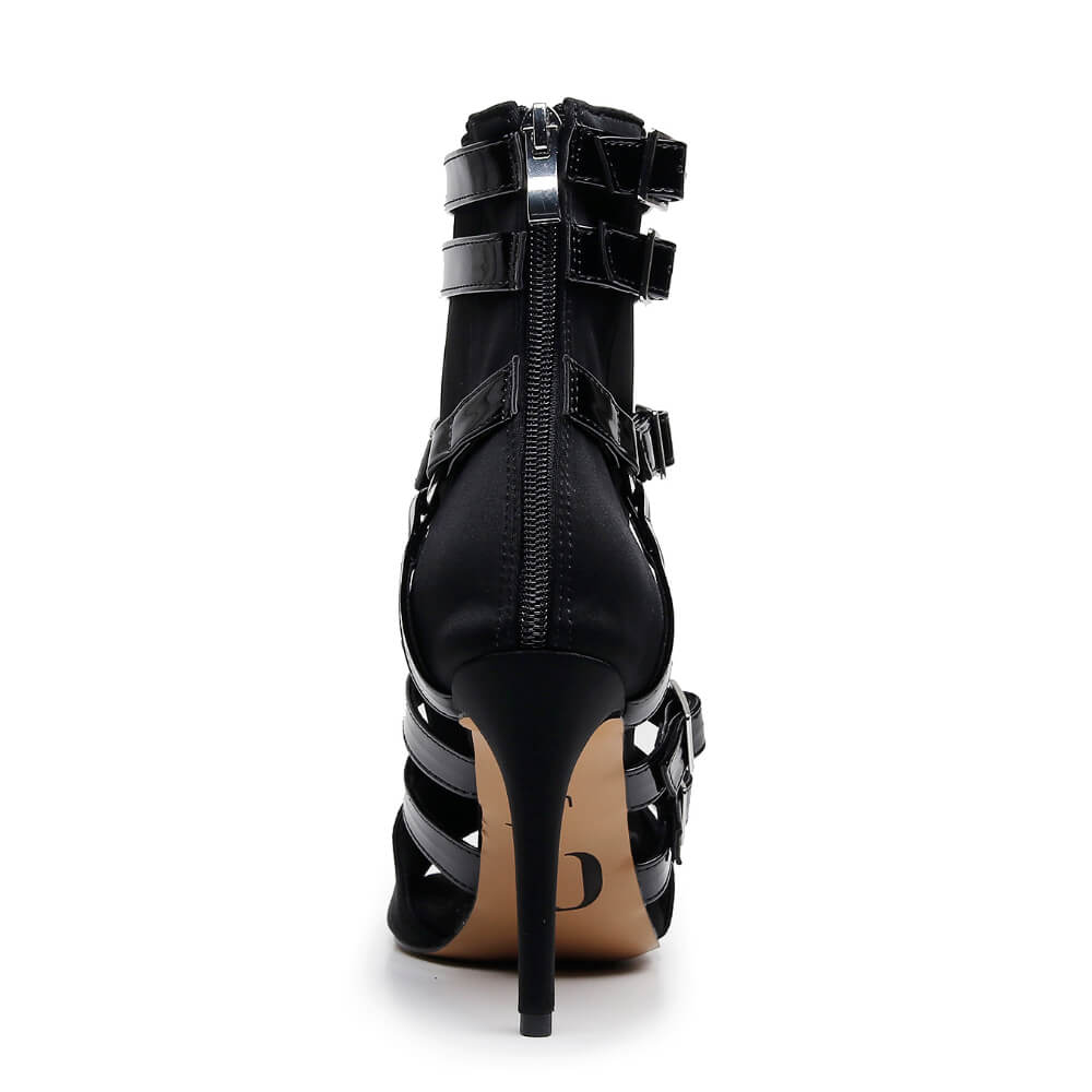 Malone - Black Lycra and Vegan Patent - Street Sole