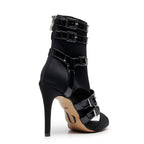 Malone - Black Lycra and Vegan Patent - Street Sole