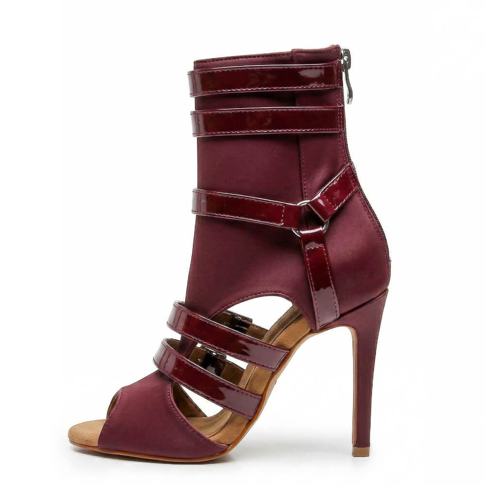 Malone - Burgundy Lycra and Vegan Patent - Street Sole