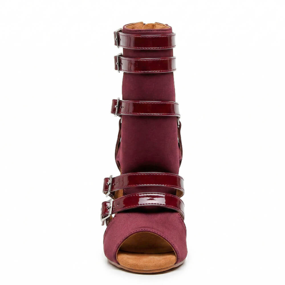 Malone - Burgundy Lycra and Vegan Patent - Street Sole