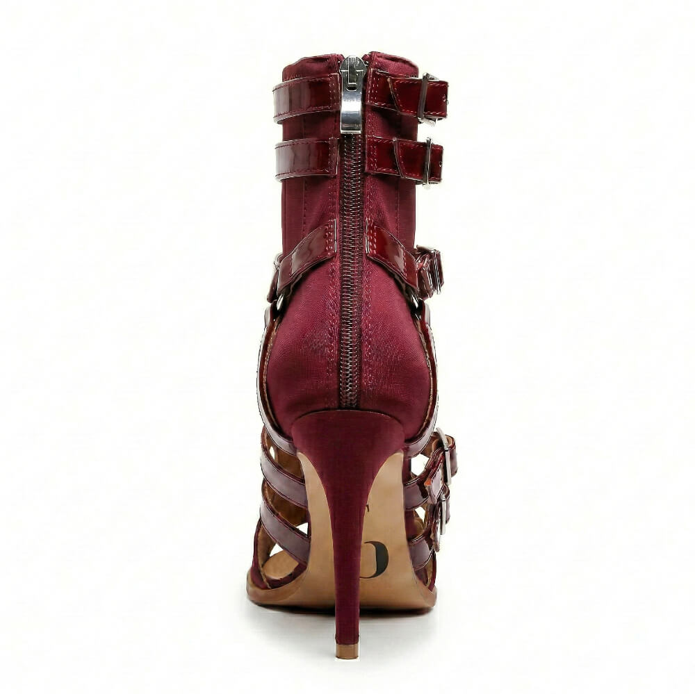 Malone - Burgundy Lycra and Vegan Patent - Street Sole