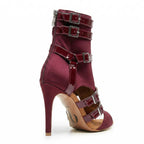 Malone - Burgundy Lycra and Vegan Patent - Street Sole