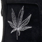 Broderie Sierralynn - Daim végétalien noir Plante de marijuana - Semelle urbaine