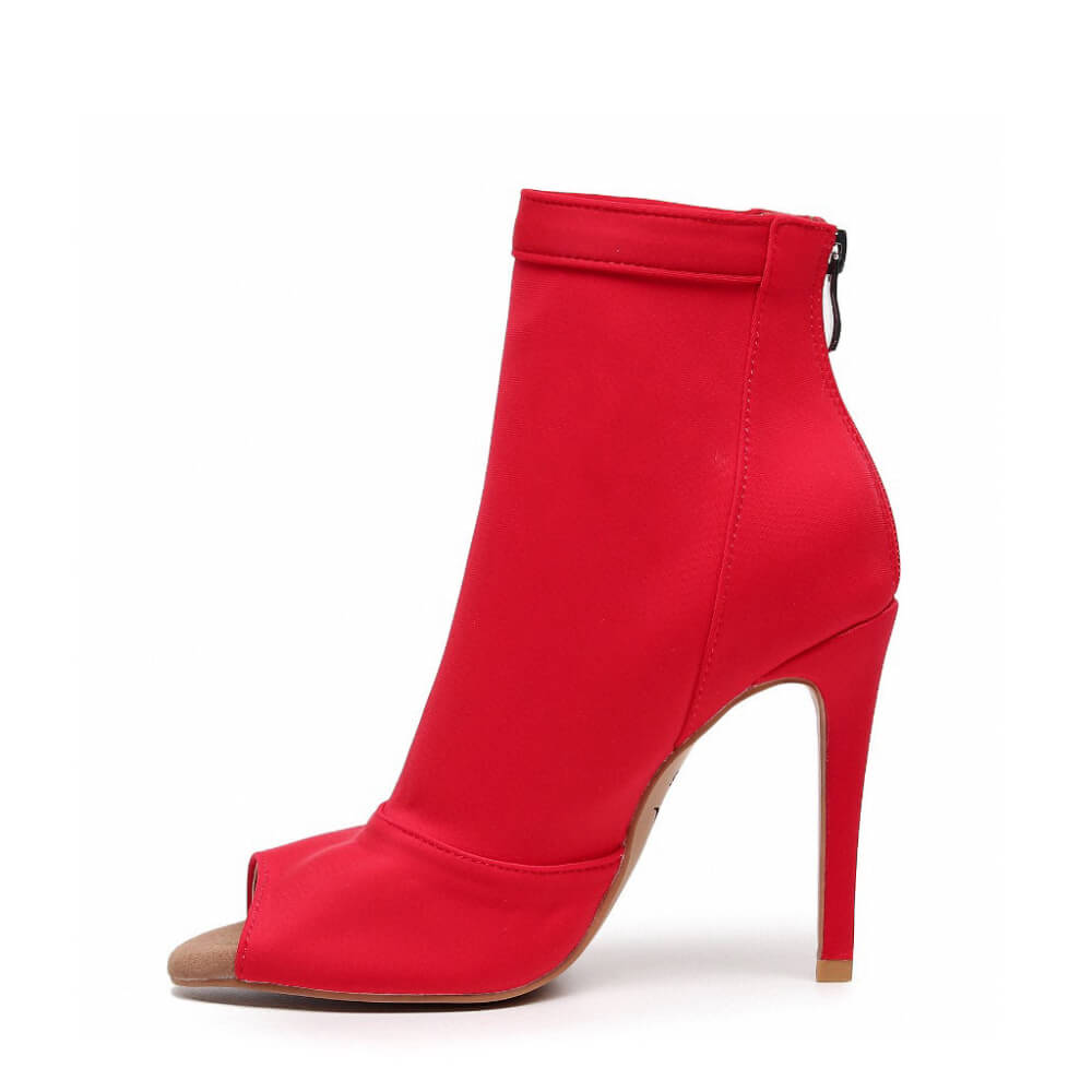 Red Open Toe Booties Burju Shoes