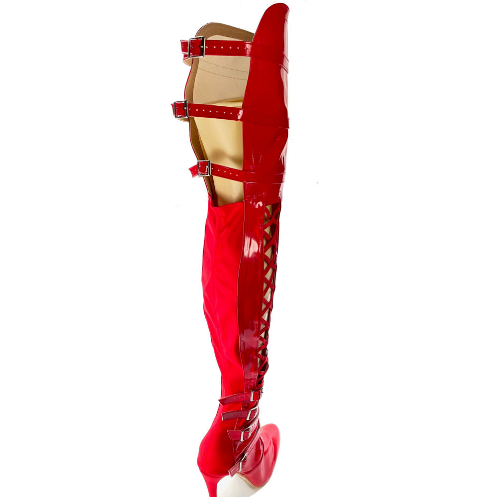 Thick Skin - Red Vegan Patent - Street Sole