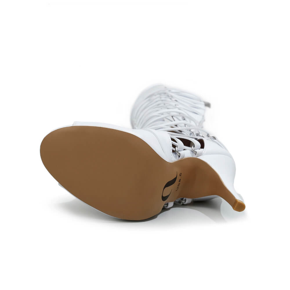 Nyra - White Vegan Leather - Street Sole – Burju Shoes