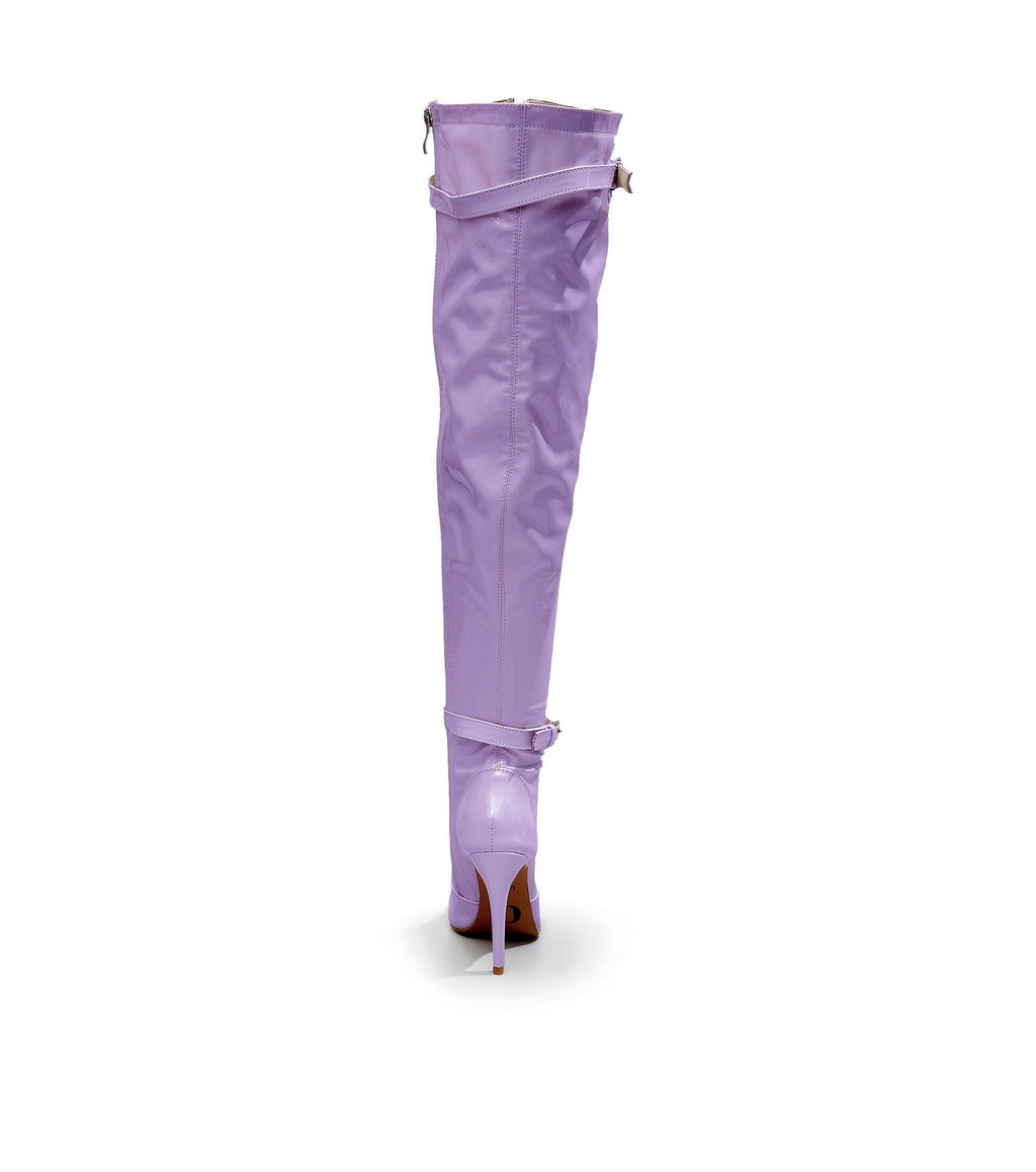 Omani Size Inclusive - Lavender Vegan Patent - Street Sole - Thigh Variant Five