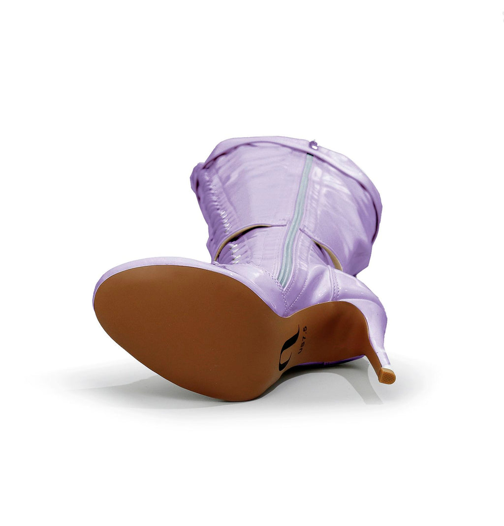 Omani Size Inclusive - Lavender Vegan Patent - Street Sole - Thigh Variant Five