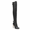 Omani Size Inclusive - Matte - Black Vegan Leather - Street Sole - Thigh Variant Zero
