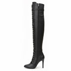 Omani Size Inclusive - Matte - Black Vegan Leather - Street Sole - Thigh Variant Zero