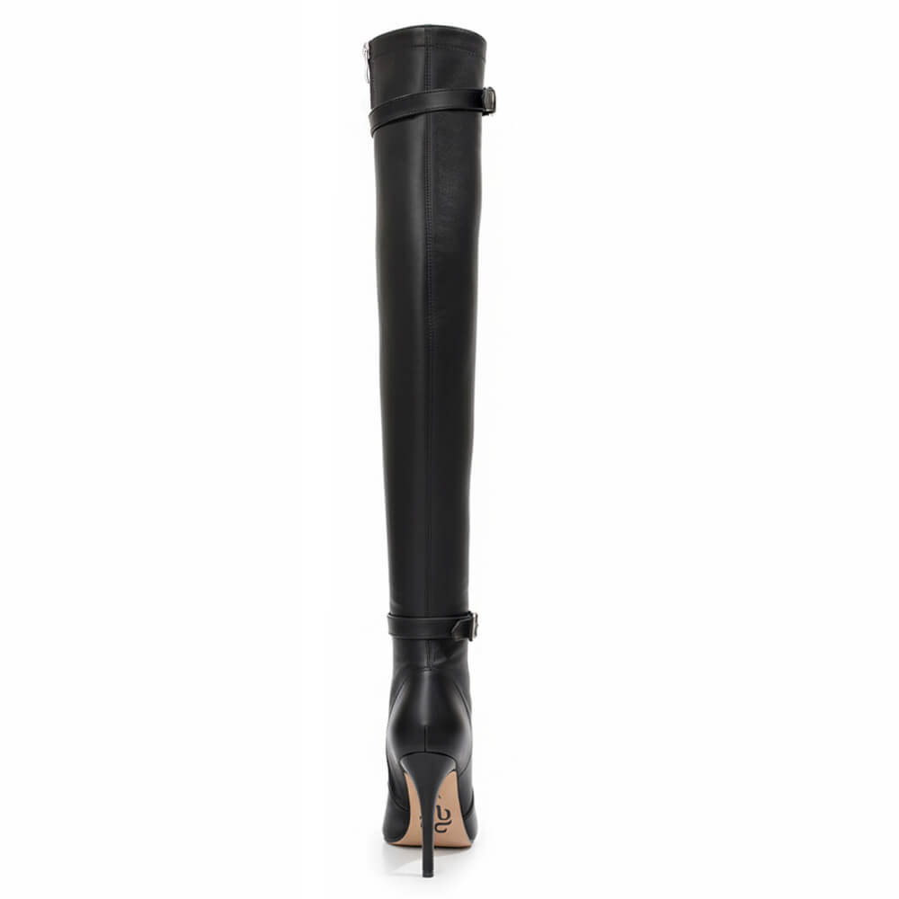 Omani Size Inclusive - Matte - Black Vegan Leather - Street Sole - Thigh Variant Zero