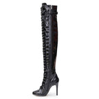 Omani Size Inclusive - Black Vegan Patent - Street Sole - Thigh Variant Zero