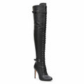 Tailles inclusives omanaises - Mat - Cuir végan noir - Semelle Street - Variante cuissardes
