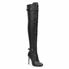 Tailles inclusives omanaises - Mat - Cuir végan noir - Semelle Street - Variante cuissardes