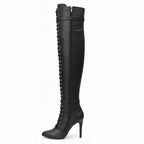 Tailles inclusives omanaises - Mat - Cuir végan noir - Semelle Street - Variante cuissardes