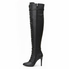 Omani Size Inclusive - Matte - Black Vegan Leather - Street Sole - Thigh Variant Two
