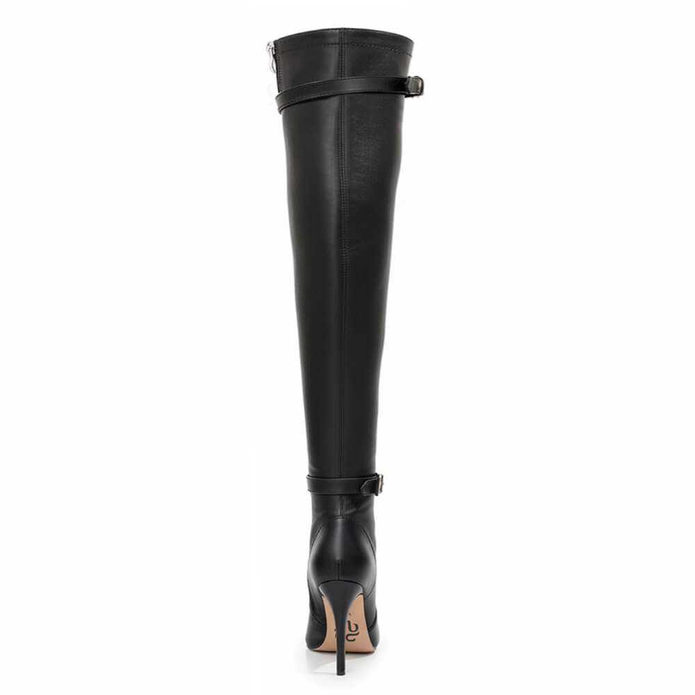 Omani Size Inclusive - Matte - Black Vegan Leather - Street Sole - Thigh Variant Two