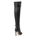 Omani Size Inclusive - Matte - Black Vegan Leather - Street Sole - Thigh Variant Two