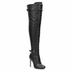 Omani Size Inclusive - Matte - Black Vegan Leather - Street Sole - Thigh Variant Three