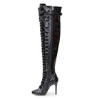 Omani Size Inclusive - Black Vegan Patent - Street Sole - Thigh Variant Three