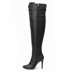Omani Size Inclusive - Matte - Black Vegan Leather - Street Sole - Thigh Variant Three