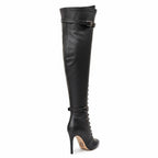 Omani Size Inclusive - Matte - Black Vegan Leather - Street Sole - Thigh Variant Three