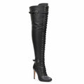 Omani Size Inclusive - Matte - Black Vegan Leather - Street Sole - Thigh Variant Four