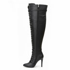Omani Size Inclusive - Matte - Black Vegan Leather - Street Sole - Thigh Variant Four