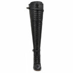 Omani Size Inclusive - Matte - Black Vegan Leather - Street Sole - Thigh Variant Four