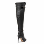Omani Size Inclusive - Matte - Black Vegan Leather - Street Sole - Thigh Variant Four