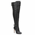 Omani Size Inclusive - Matte - Black Vegan Leather - Street Sole - Thigh Variant Six