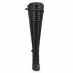 Omani Size Inclusive - Matte - Black Vegan Leather - Street Sole - Thigh Variant Six