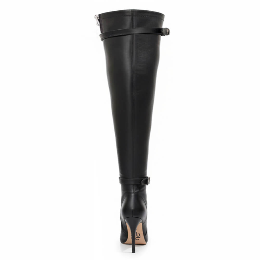 Omani Size Inclusive - Matte - Black Vegan Leather - Street Sole - Thigh Variant Six