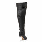 Omani Size Inclusive - Matte - Black Vegan Leather - Street Sole - Thigh Variant Six
