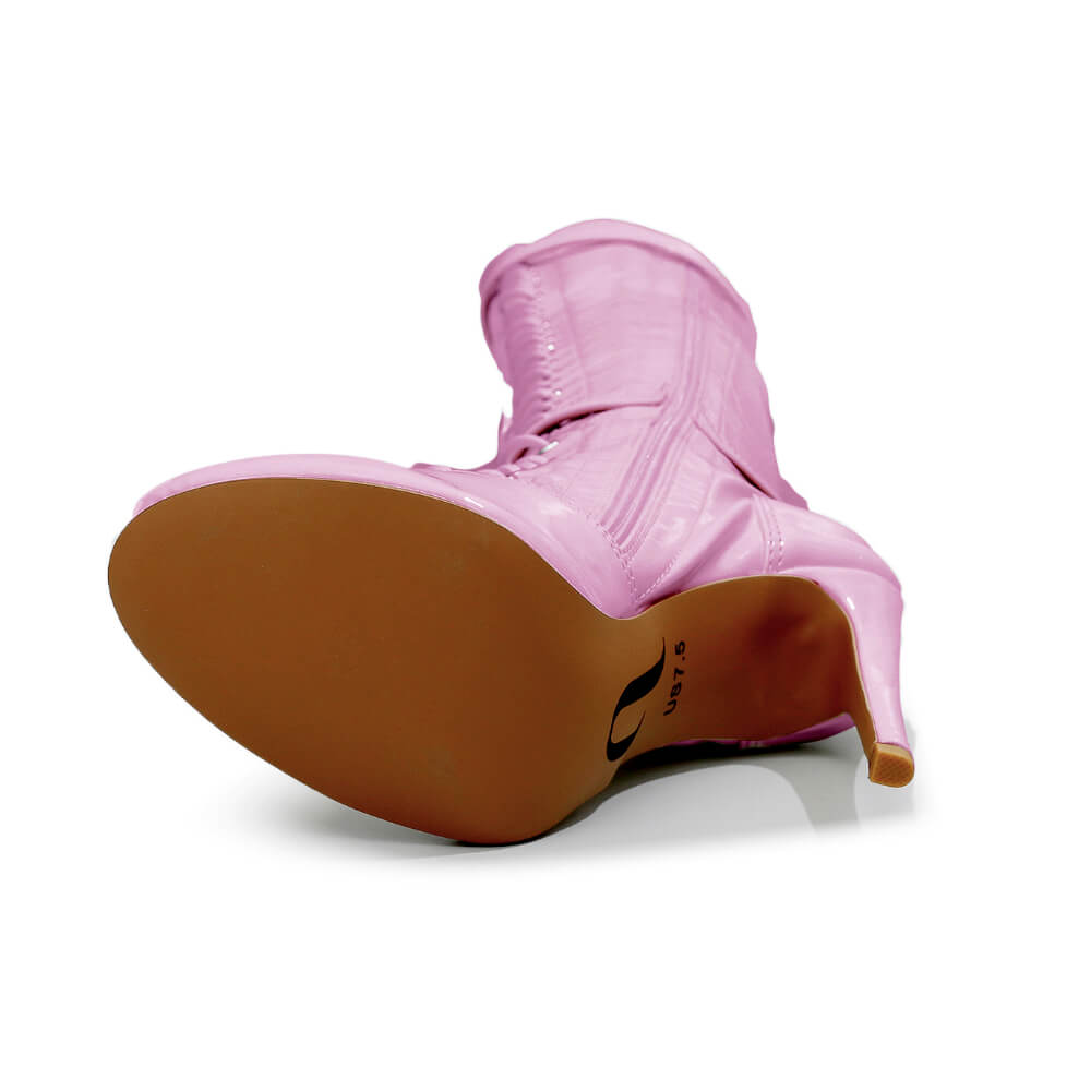 Omani Size Inclusive - Pink Vegan Patent - Street Sole - Thigh Variant Zero