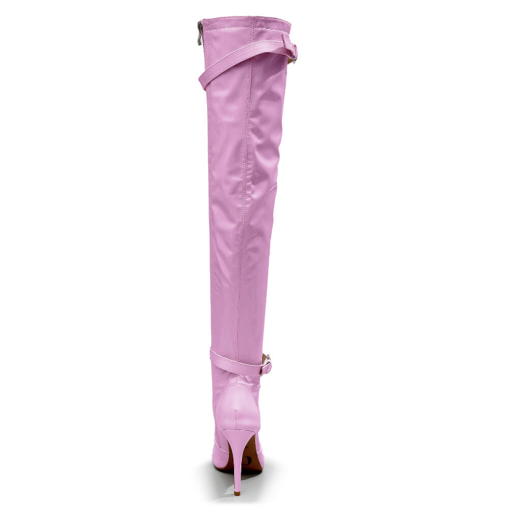 Omani Size Inclusive - Pink Vegan Patent - Street Sole - Thigh Variant Two