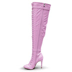 Omani Size Inclusive - Pink Vegan Patent - Street Sole - Thigh Variant Three