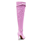 Omani Size Inclusive - Pink Vegan Patent - Street Sole - Thigh Variant Four