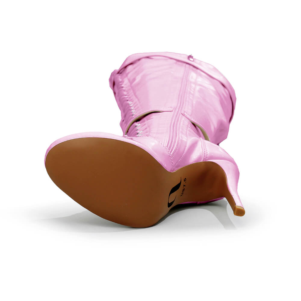 Omani Size Inclusive - Pink Vegan Patent - Street Sole - Thigh Variant Five