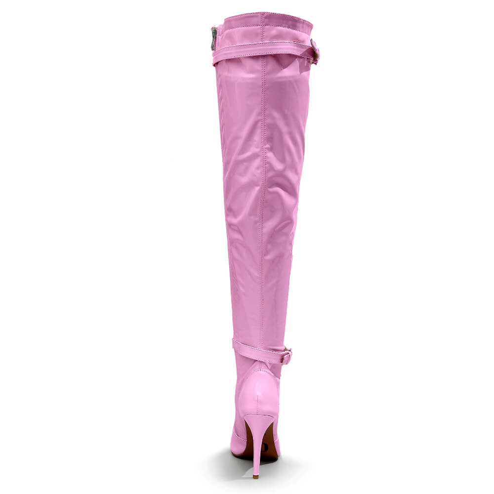 Omani Size Inclusive - Pink Vegan Patent - Street Sole - Thigh Variant Six